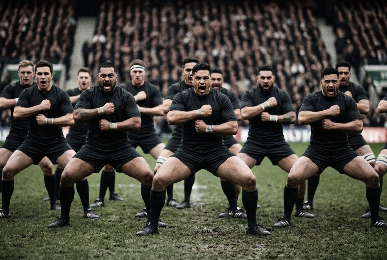 Team ritual before the match — a closed formation